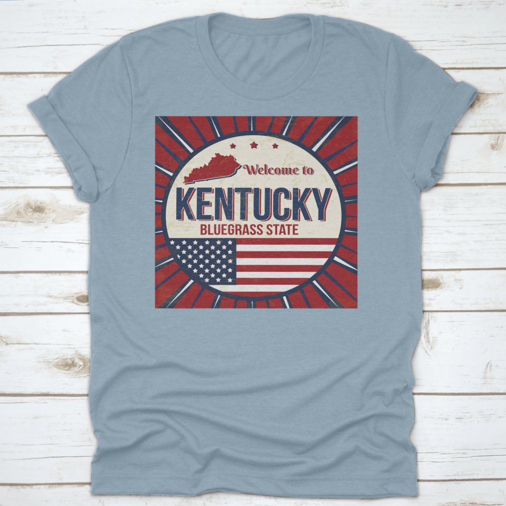 A comfortable t-shirt featuring a detailed map of Kentucky, showcasing the Bluegrass State with vibrant colors and quality fabric.